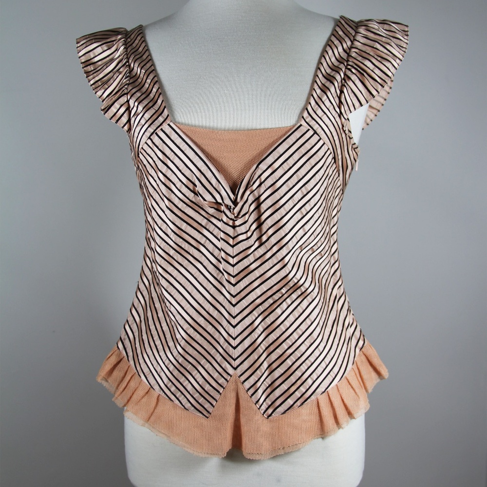 Marc Jacobs Pink and Black Striped Top